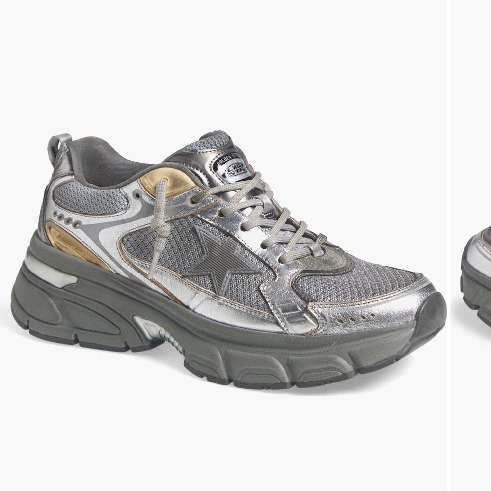 Golden Goose Silver and Gold Athletic Shoes